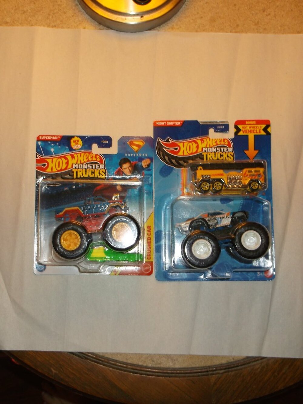 Hot Wheels Monster Trucks 2‑Pack – Superman & Night Shifter – NWT